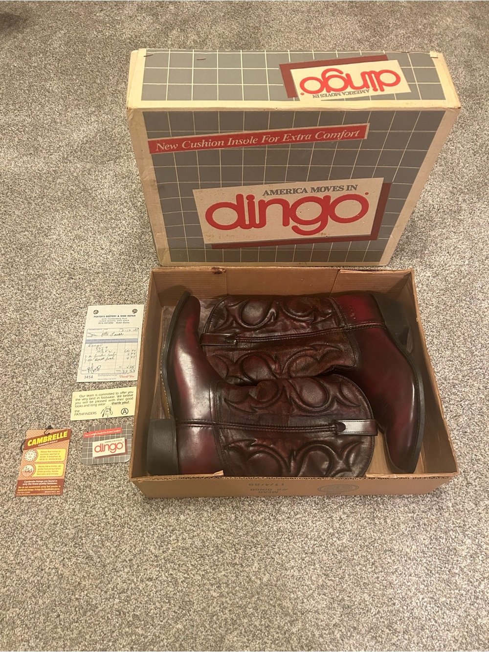 Vintage Dingo 5959 Burnt Apple Western Cowboy Boots for Men, US Size 10 1/2